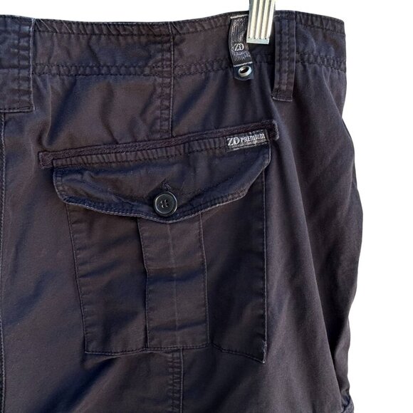 ZD Premium Womens Black Button Pockets Drawstring Hem Cropped Cargo Pants 20 - Picture 5 of 9